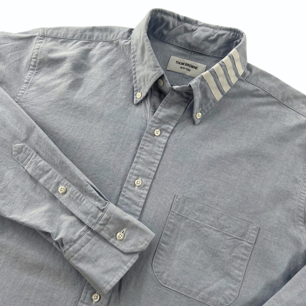 Thom Browne AW17 Archival Light Blue Oxford Shirt RARE 4-Bar Collar Mens 5 (XXL)